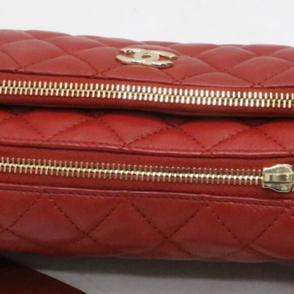 Chanel Quilted Lambskin Red Waist Bag Fanny Pack Gold Hardware 28373806 - Picture 6 of 16